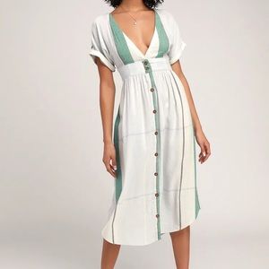 Reid Light Blue Multi Stripe Button-Up Midi Dress O'Neill